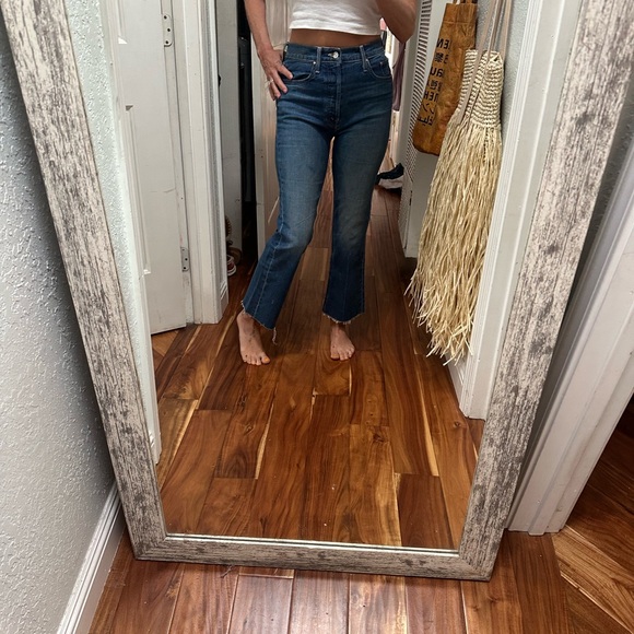 MOTHER Indigo Straight Leg Jeans tripper ankle fray 26 - Picture 8 of 13